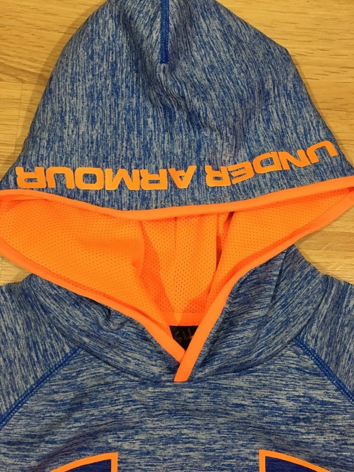 Undet Armour Storm1 连帽衫 YLG 蓝色和霓虹橙色 完好 — 第 4/4 张图片