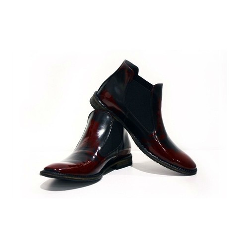 Modello Catania - Hecho a Mano Italiano Burdeos Botines Chelsea - Cuero  Pátina | eBay