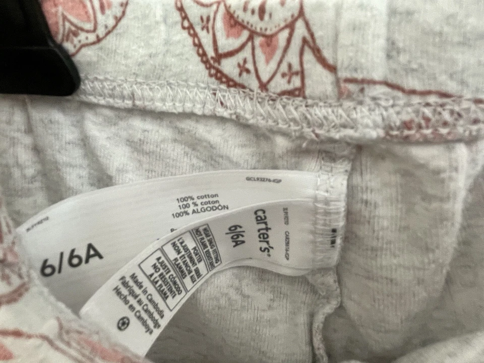 Pantalones PJ Carter's Niños Niñas Estampado Elefante 100% Algodón Gris Jaspeado 6 Foto 2 de 4