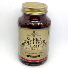 huile de foie de morue SOLGAR SUPER COD LIVER OIL COMPLEX 60 Capsules 03/2027