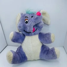 DAN BRECHNER PLUSH Purple Elephant with Blue hair - VINTAGE  10”
