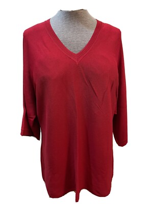 CABLE & GAUGE sweater size 2X rich rust orange pullover NEW (ab54)