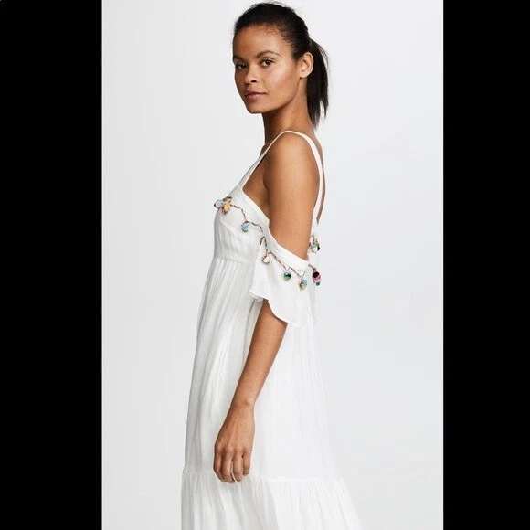 RED CARTER Cedar PomPom White Midi Dress XS | eBay