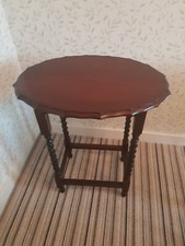 Antique Oval Mahogany & Oak Scallop Edge, Barley Twist Occ Table, VGC. Del Poss