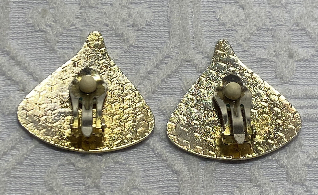 Two Sisters Triangular Enameled Clip Earrings, Co… - image 5