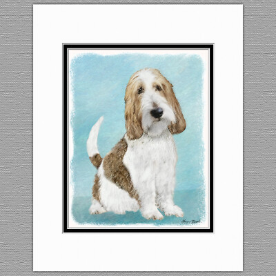 Grand Basset Griffon Vendeen Dog Original Art Print 8x10 Matted to 11x14