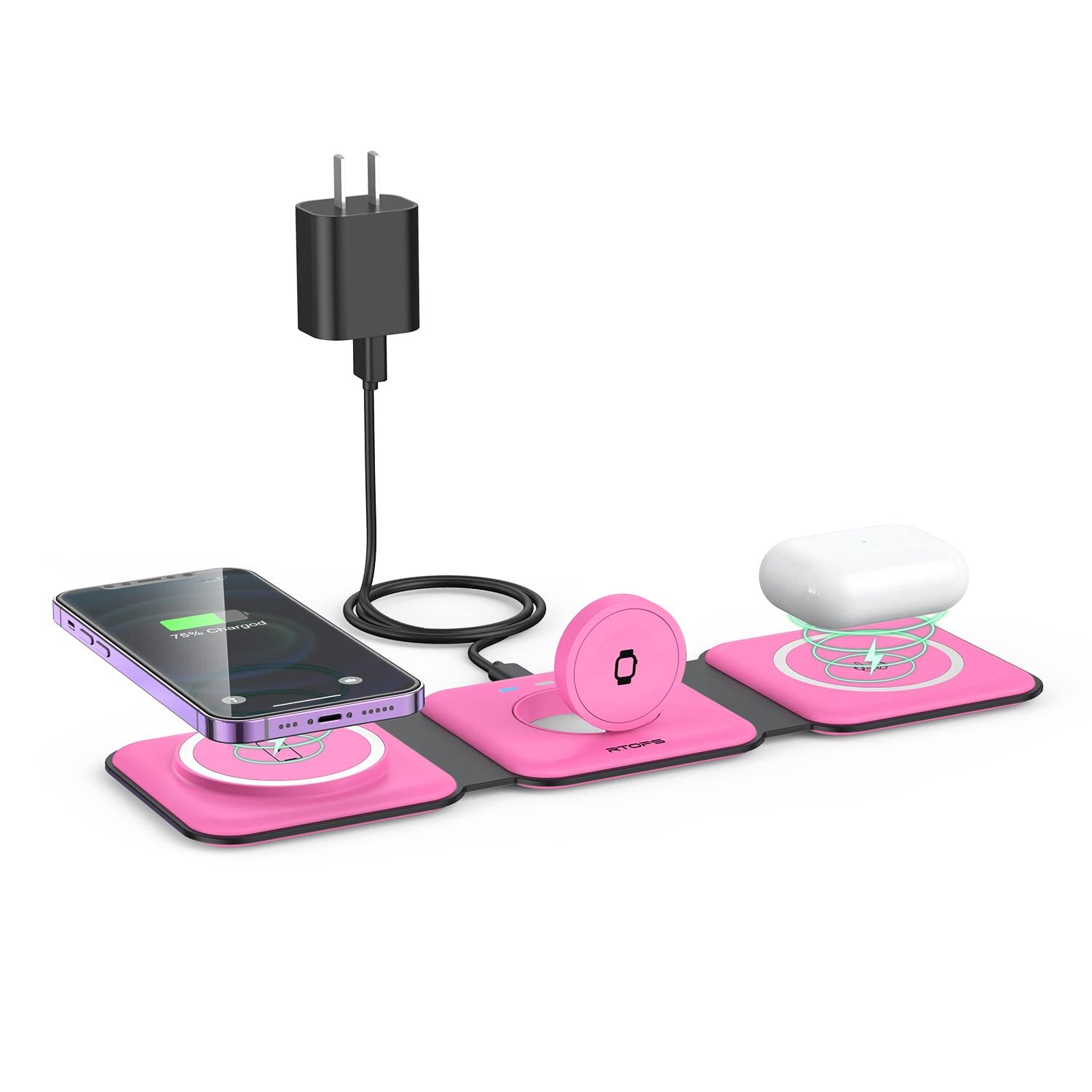 Wireless Charger 3 in 1,Magnetic Travel Wireless Charging Station Multple Dev...
