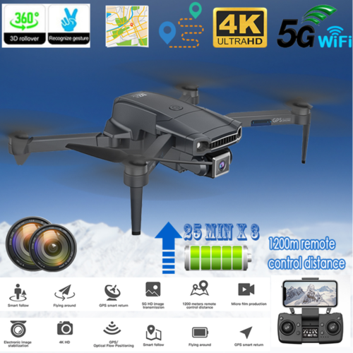 2022 RC Drone GPS 4K HD Dual Camera AR/VR 3D Video HD 1080P 3D Animation  Effects | eBay