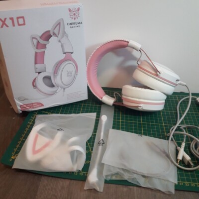 ONIKUMA X10 Pink Cat Ears Stereo Noise Cancellation Gaming Headset