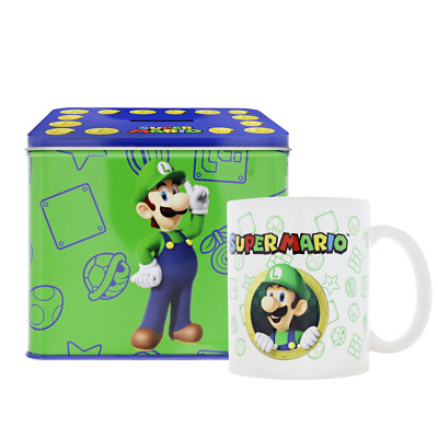 Nintendo Luigi  von Super Mario Tasse Cup Becher mit Spardose Münzbox 9 x13x11cm