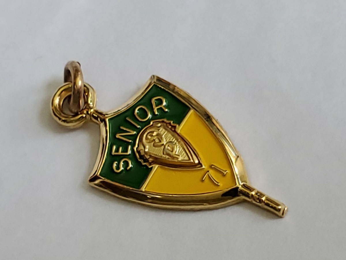 Senior 71 Key Pendant Green Yellow & Gold Colored By Jostens