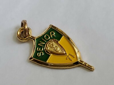 Senior 71 Key Pendant Green Yellow & Gold Colored By Jostens