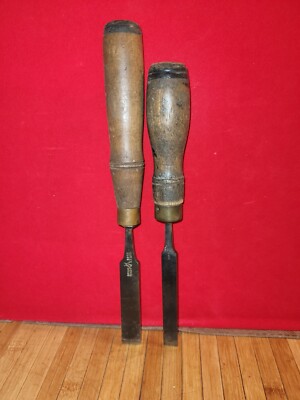 2 Vtg BUCK BROS 10.5''×9 1/4'' L 3/4×1/2'' Blade Cast Steel Woodworking Chisel.OBO 