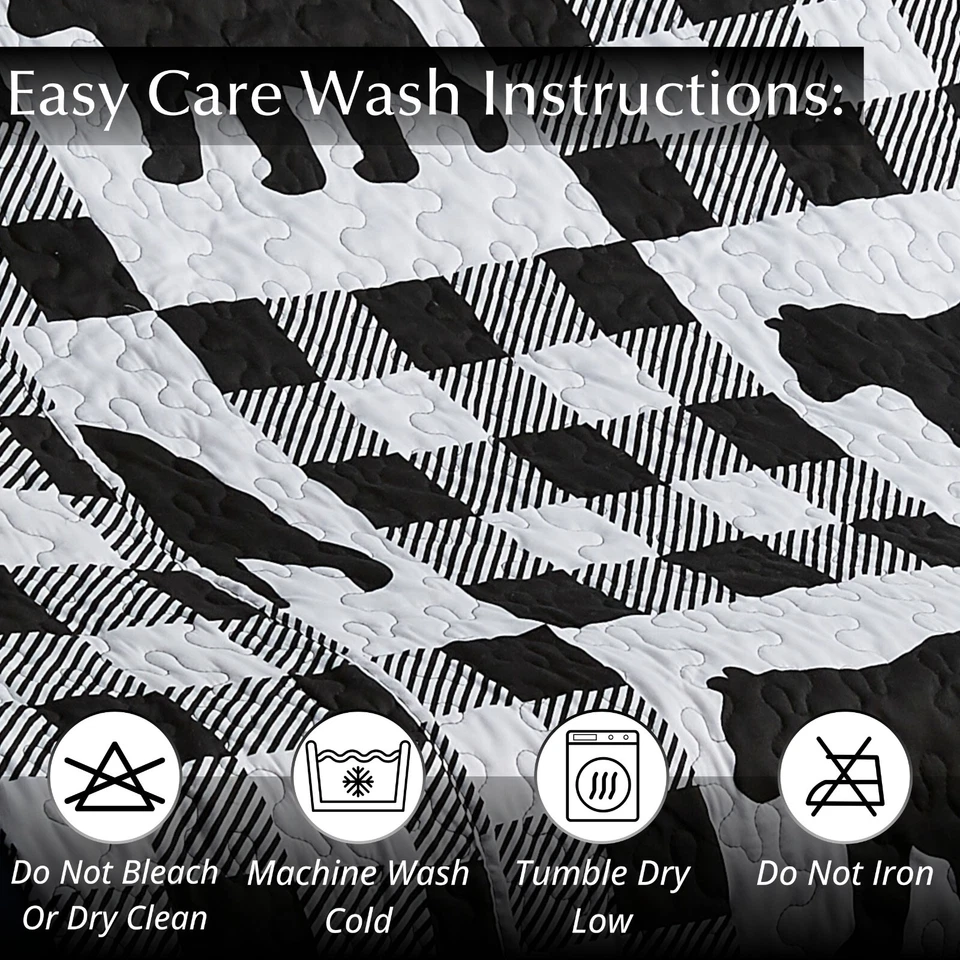 Virah Bella - Búfalo Oso Blanco a Cuadros - Juego de Edredón Ligero con Fundas de Almohada Foto 3 de 3