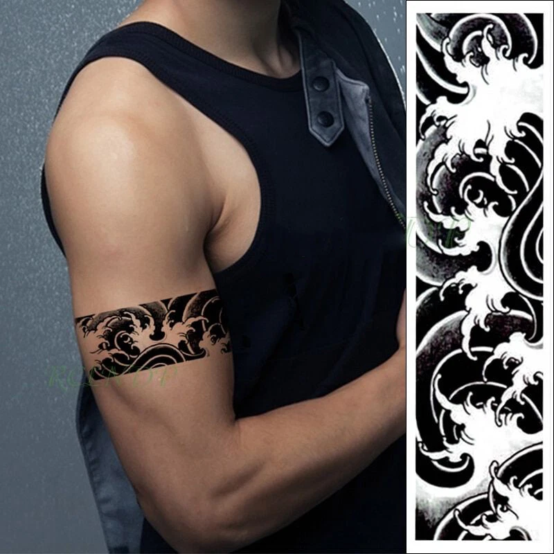 Temporary Bracelet Tattoo Japanese Wave Irezumi Tattoos Art Wrist Foot Sticker
