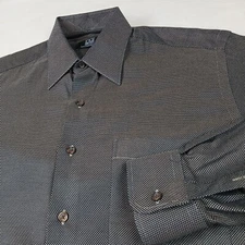 Ike Behar 16 35 Medium Mens Shirt Button Up Long Sleeve Birdseye 22x28 Brown