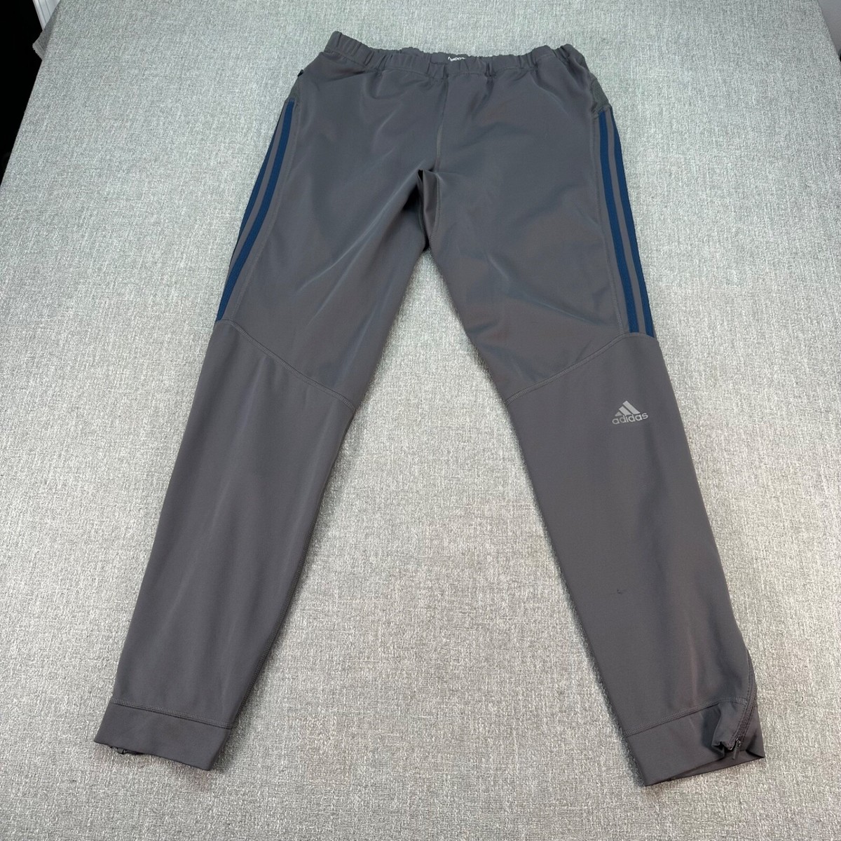 Adidas Track Pants Mens Large Gray Response Climalite Tapered