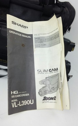 Sharp Slim Cam Camcorder Model VL-L390U Vintage Zoom I2 Soft Case Untested - Picture 8 of 12