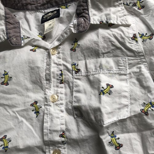 Osh Kosh Bgosh Banana Skateboarding Long Sleeve Button Up Shirt Boys Sz 10 A3325 - Picture 2 of 4