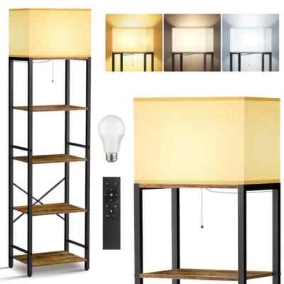 BICIK 59.5 in. Smart Brown Dimmable LED Floor Lamp w/ Fabric Shade & Remote