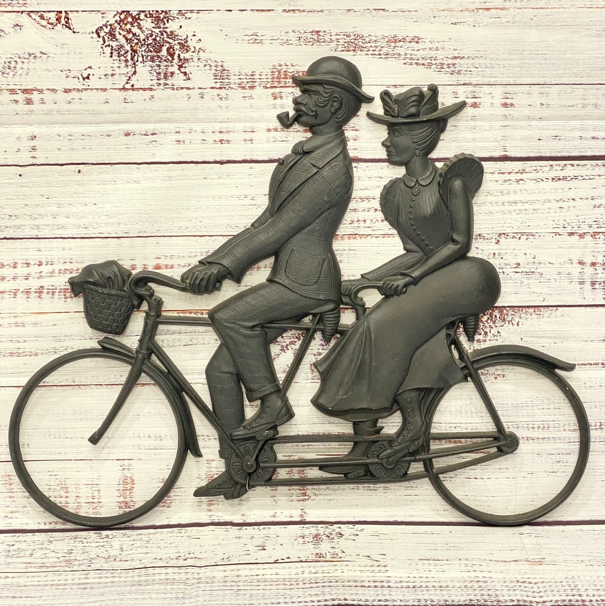 Vintage 70s Sexton Cast Iron Wall Art Man Woman Tandem Bicycle Built For  Two