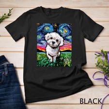 T-shirt unisex Maltipoo notte stellata barboncino maltese arte cane