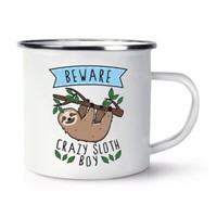 Beware VerrüCkte Faultier Jungen Emaille Becher Tasse Lustiger Witz Tiere Faul