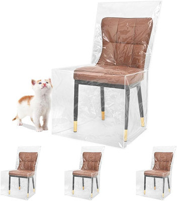 4 Packs Plastic Chair Covers with Backrests, Thickened PVC Seat Protectors