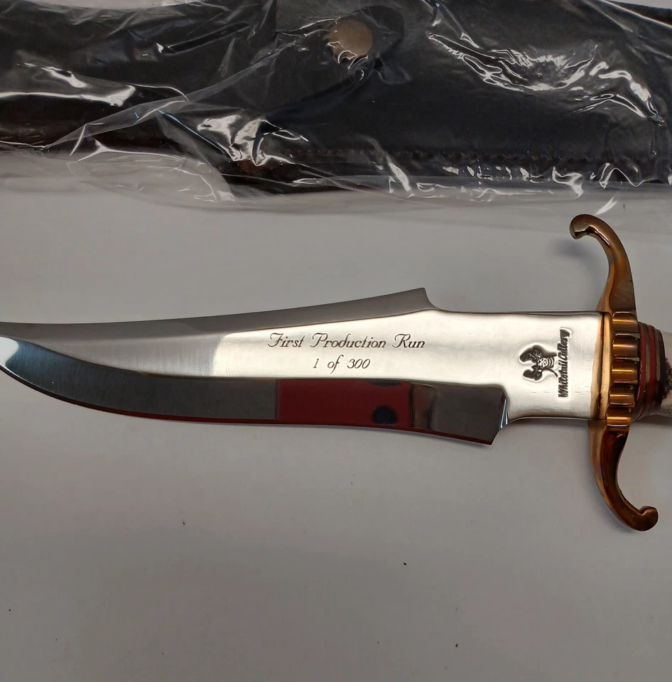 Cuchillo de hoja fija Frost Cutlery Bowie mango de ciervo funda de cuero en general 13" Foto 3 de 4