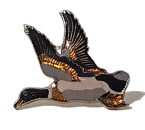 Vintage Enamel Flying Mallard Duck Novelty Hat Lapel Pinback - Picture 4 of 7