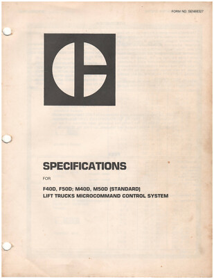 Cat F40D, F50D, M40D, M50D Control Systems Specs Manual (SENB8327) {D1314}