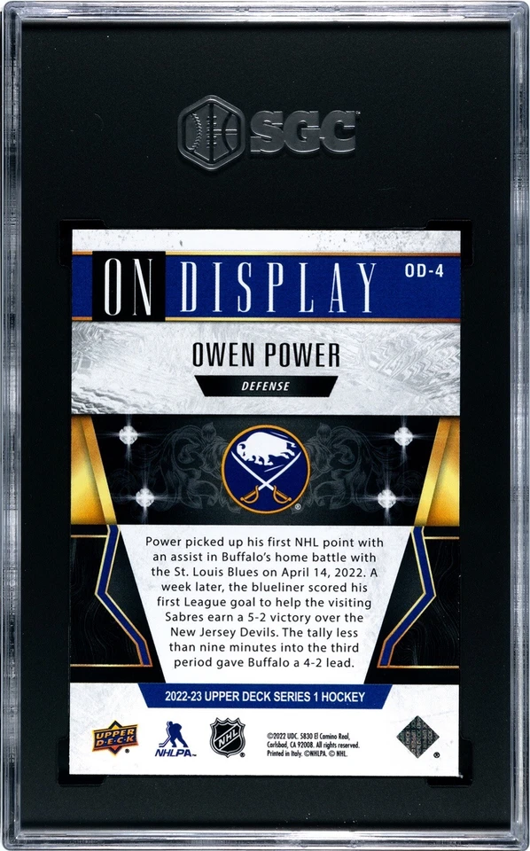Owen Power 2022-23 Upper Deck On Display Exclusive SP RC Card #OD-4 Rookie 💎🔥 - Image 2 of 2