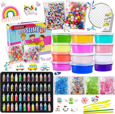 DIY Slime Kit Schleim Selber Machen Mit 12 Farben Crystal Slime, Glitter, Charms