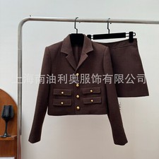 Tuta donna invernale gonna cappotto lana corto cashmere cappotto gonne corte set 2 pezzi
