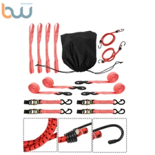 2200 LB Red Steel with Break Lock S Hooks 15 FT Ratchet Tie Down Straps 4 Pcs