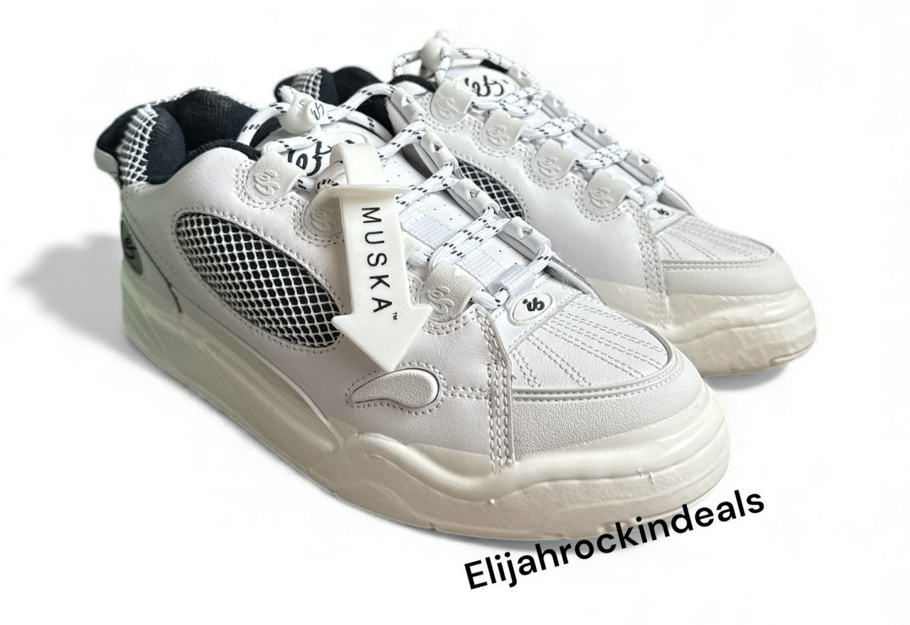 NEW MUSKA X ES DIPPED WHITE AND NAVY SKATEBOARDING  SNEAKER SHOES SIZE 10