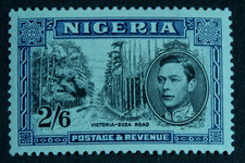 Nigeria 1947 2/6 perf 13½ black & deep blue SG 58ab Mint hinged cat £60