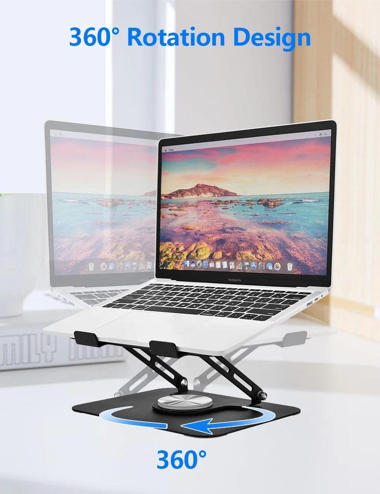 Laptop Stand for Desk, Adjustable Computer Stand with 360° Rotating Base, Lap...