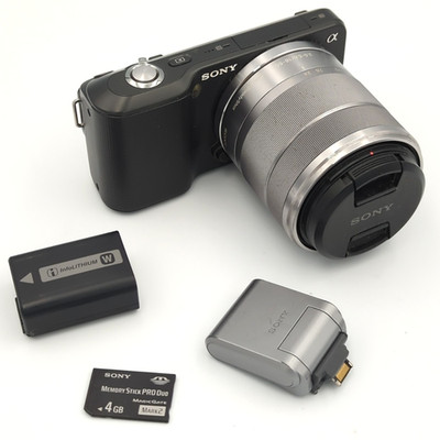 Sony Alpha NEX-3 Mirrorless Camera w/ SEL1855 18-55mm Lens, Flash, Battery