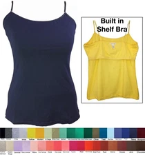 Ambiance Apparel Plus Size 61000 Cami Tank Top Built in Shelf Bra 1X 2X 3X