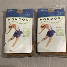 Mondor Suntan Figure Skating Tights L 3372 Footless Ice Skate Stockings 2 pack