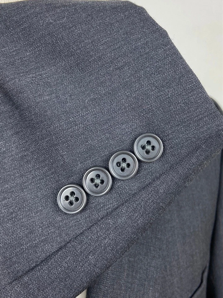 WILKE-RODRIGUEZ Hombres 38R Negro Sólido Lana Suave 2 Piezas Traje con Pantalones de Vestir 32x30 Foto 4 de 4