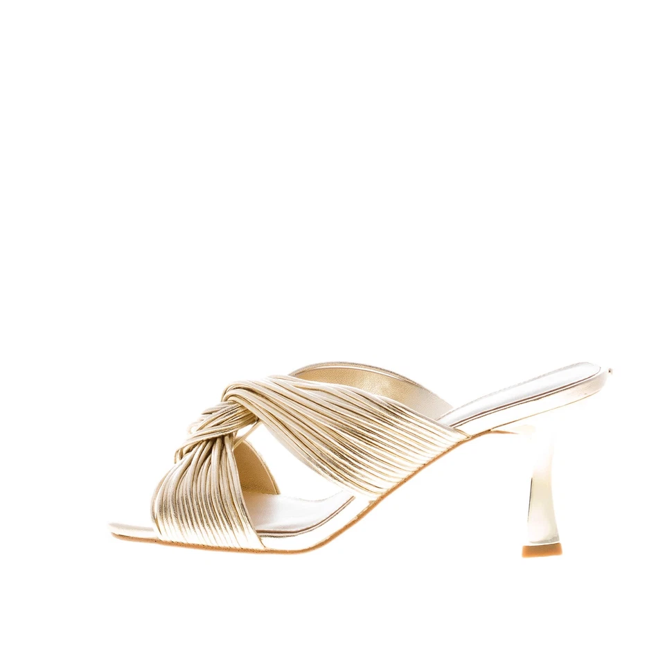 MICHAEL KORS damen schuhe Alessia Gold Metallic Kunstleder Mule Sandale Absatz 8 - Bild 1 von 4