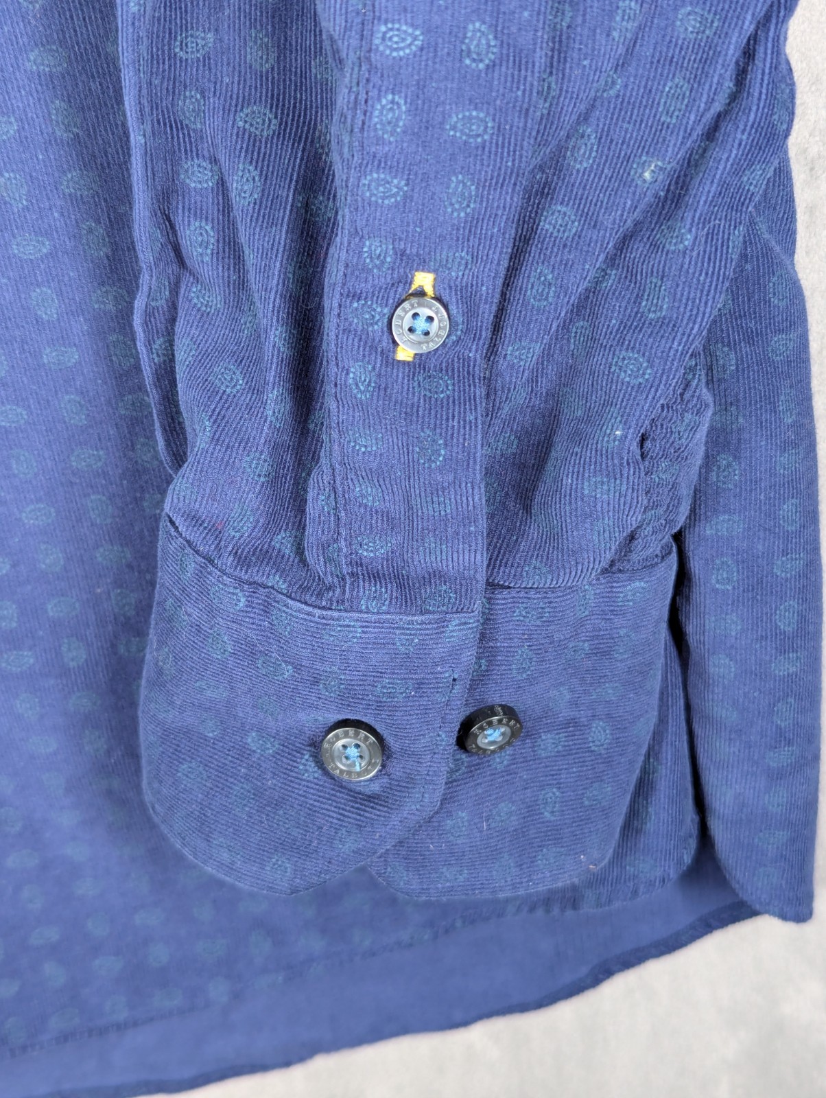 Robert Talbott Corduroy Shirt Men's Size Large Needle Cord 100% Cotton Blue image 5