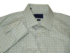 David Donahue Men's Size - 18 Green Blue Check Long Sleeve Button Up 34/35