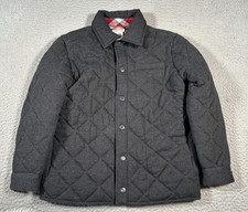 Tommy Bahama Jacket Boys M 7/8 Black Quilted Plaid Lined Insulated Snap Front