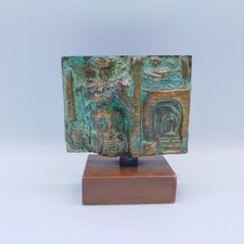 Scultura vintage in bronzo  bassorilievo artistico su base in legno