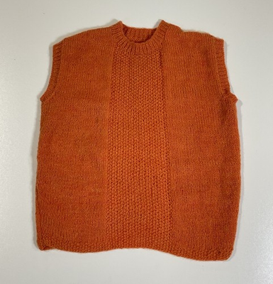 #ad #ad Vintage Hand Knit Orange Sweater Vest Sz S Home Made Mod Grandma 70s $22.41