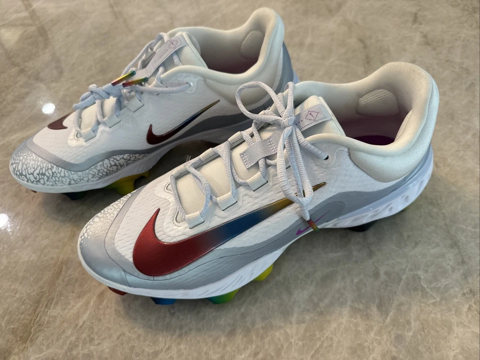 Size 12 Nike Alpha Huarache Mens Elite 4 “Rainbow” Metal Baseball Cleats - Image 4 of 4