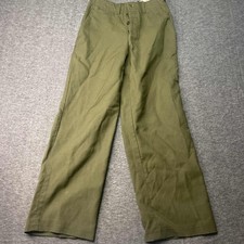 Vintage Military Pants Mens 30x30 WWII Green Wool Button Fly Classic Retro